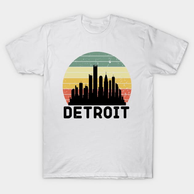 Detroit City Skyscraper Skylines Vintage Design T-Shirt by OriginalGiftsIdeas